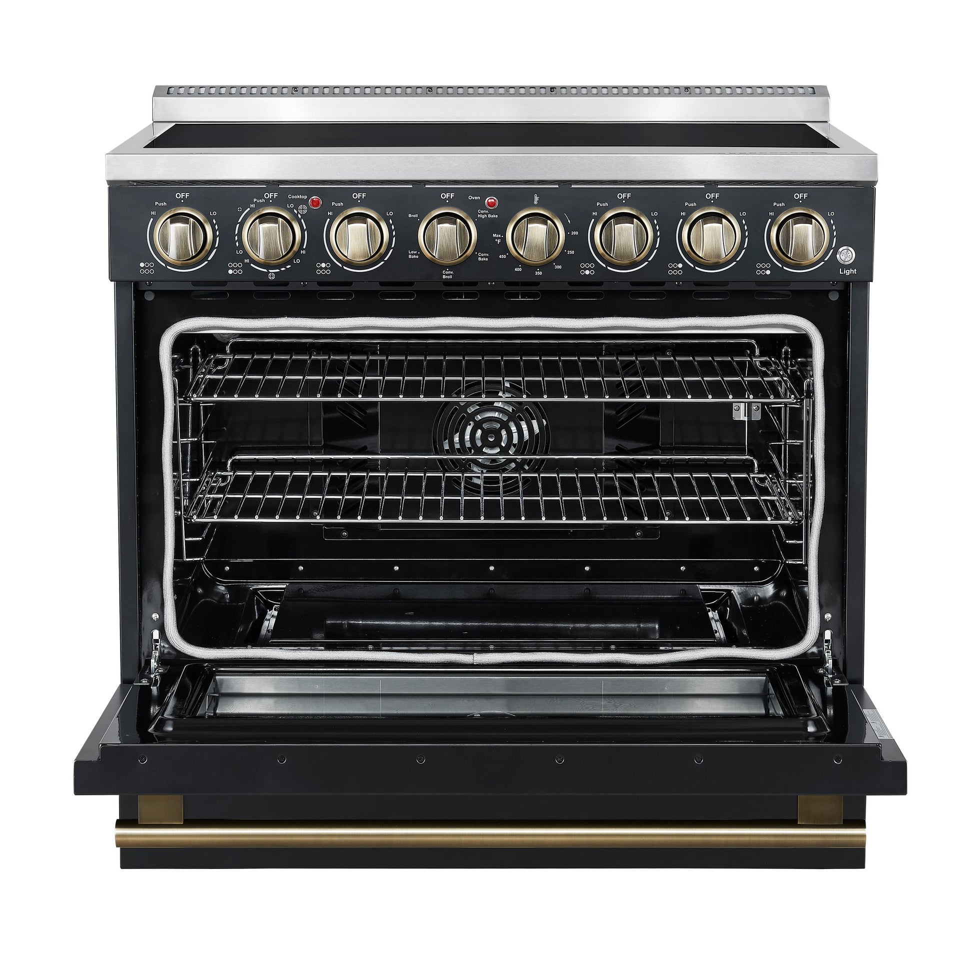 Forno FFSEL601136BLK Forno Paolo 36 Inch Black Freestanding Electric Range, Stainless Steel, 5.44 Cu.Ft, True Convection Oven, Energy Efficient