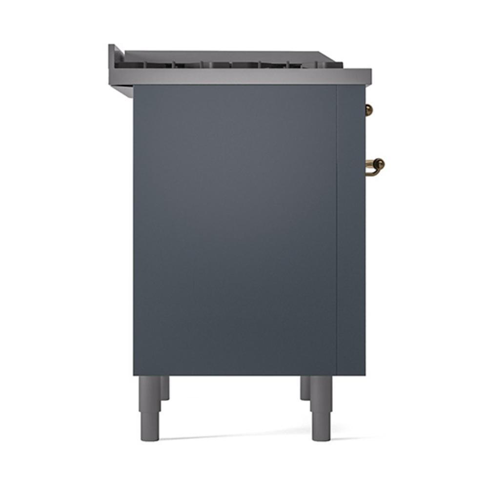 Ilve UN36FQNMPBGG Ilve Un36Fqnmpbgg Nostalgie Ii Noblesse 36" Dual Fuel Range (Natural Gas, Solid Door, Blue Grey, Brass)