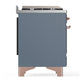 Ilve UM36FQNR3BGPLP Ilve Um36Fqnr3Bgplp Majestic Iii 36 Inch Dual Fuel Range With 6 Black Brass Burners And Griddle, Dual Function Burner Up To 25,000 Btu (Solid Door, Blue Grey, Copper, Liquid Propane)