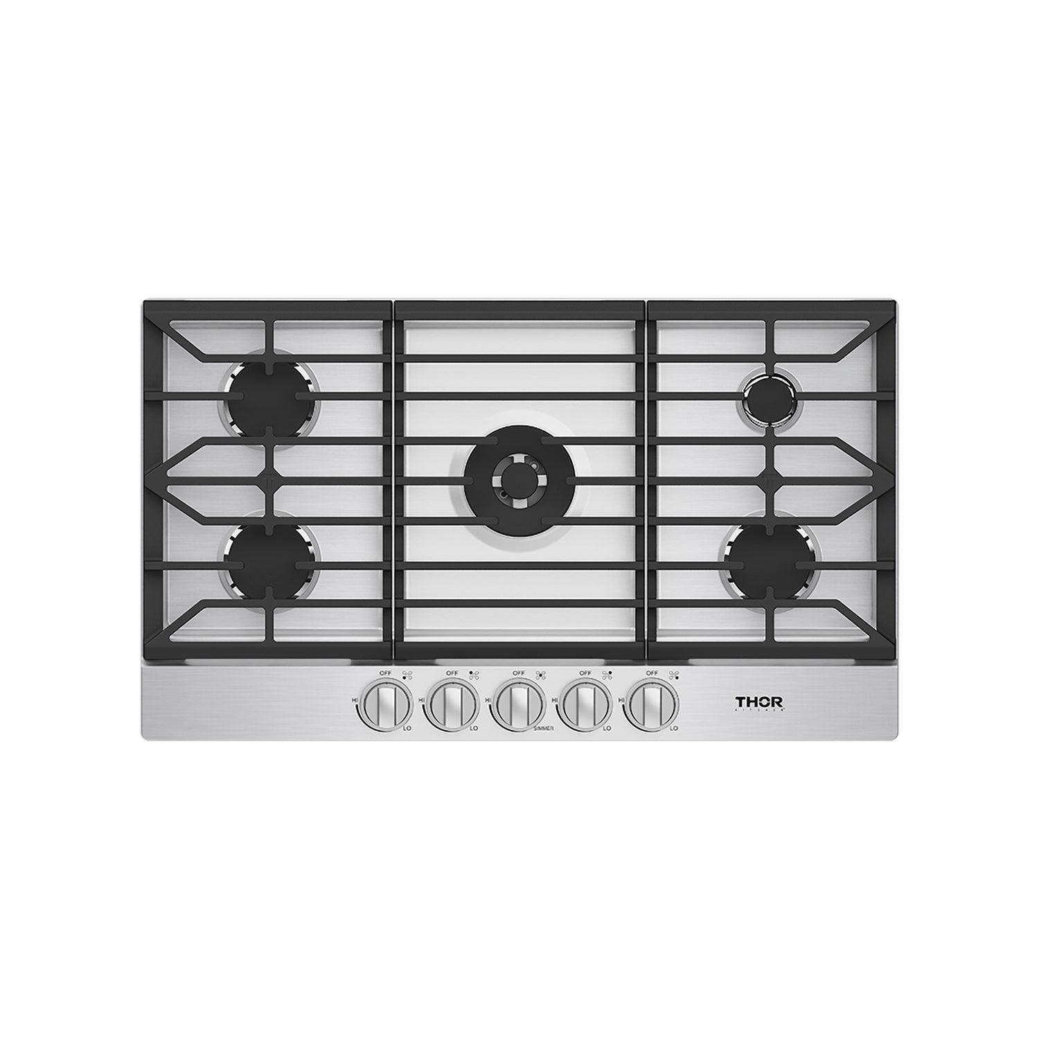Thor Kitchen TGC36F 36 Inch Professional Gas Cooktop In Stainless Steel