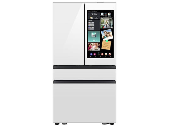 Samsung RF90F29AEW Bespoke 29 Cu. Ft. 4-Door French Door Refrigerator With Ai Family Hub™+ & Ai Vision Inside™ In White Glass