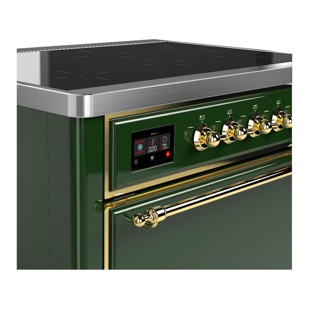 Ilve UMIB36QNR3EGG Ilve Umib36Qnr3Egg Majestic Iii 36 Inch Induction Range With 6 Elements, 3.5 Cu. Ft. Total Oven Capacity (Solid Door, Emerald Green, Brass)
