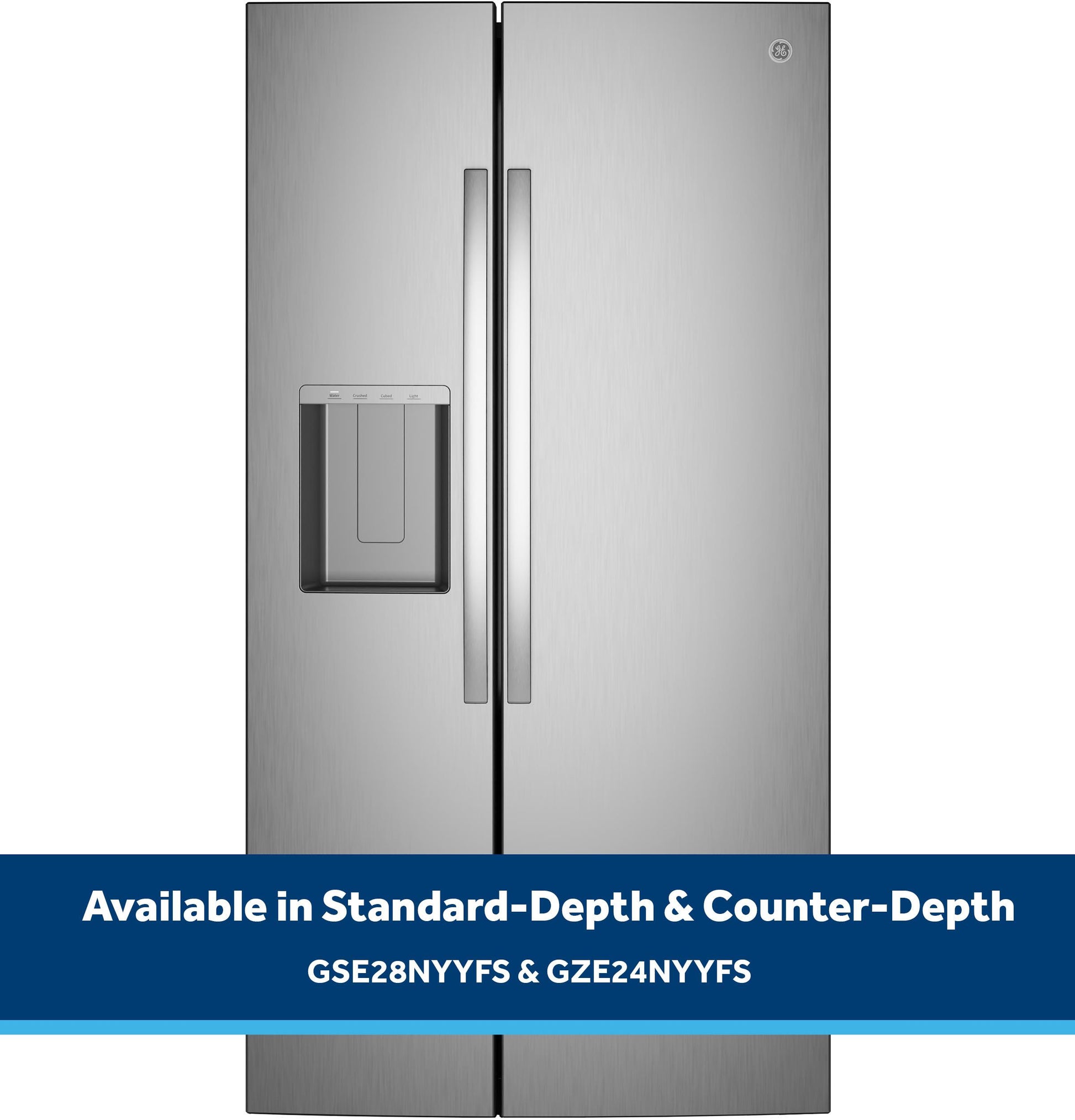 Ge Appliances GZE24NYYFS Ge® Energy Star® 23.6 Cu. Ft. Counter-Depth Side-By-Side Refrigerator With Extra Tall Dispenser And In-Door Icemaker