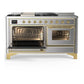 Ilve UM60FSNR3SSG Ilve Um60Fsnr3Ssg Majestic Iii 60 Inch Dual Fuel Range With 7 Burners, Griddle And French Top, Dual Function Burner With Up To 25,000 Btu (Natural Gas, Triple Glass Door, Stainless Steel, Brass)