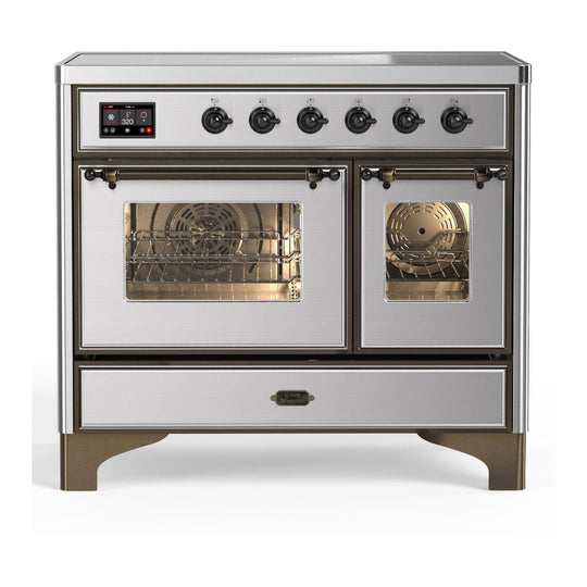 Ilve UMDIB40NR3SSB Ilve Umdib40Nr3Ssb Majestic Iii 40 Inch Induction Range With 6 Elements, 3.82 Cu. Ft. Total Oven Capacity (Triple Glass Door, Stainless Steel, Burnished)