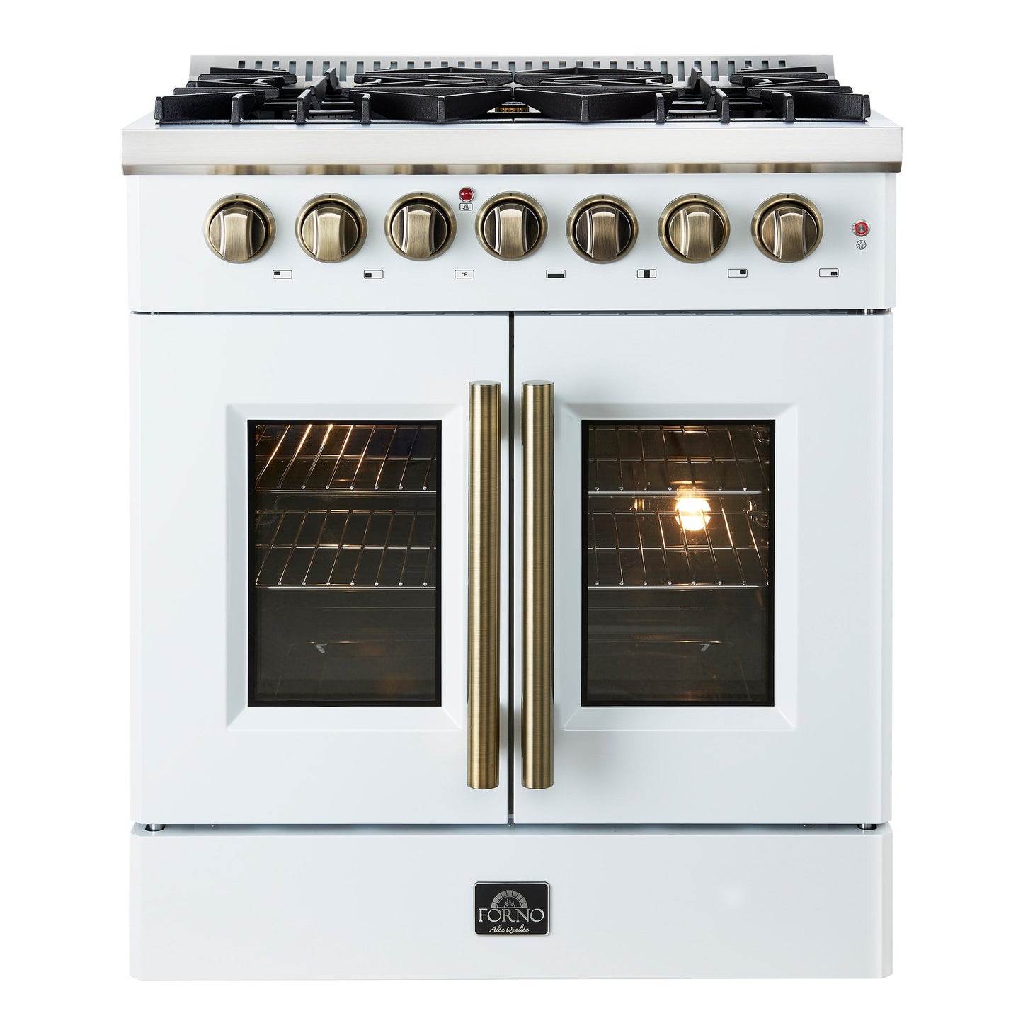 Forno FFSGS635630WHT Forno Galiano 30-Inch Freestanding French Door Dual Fuel Range White