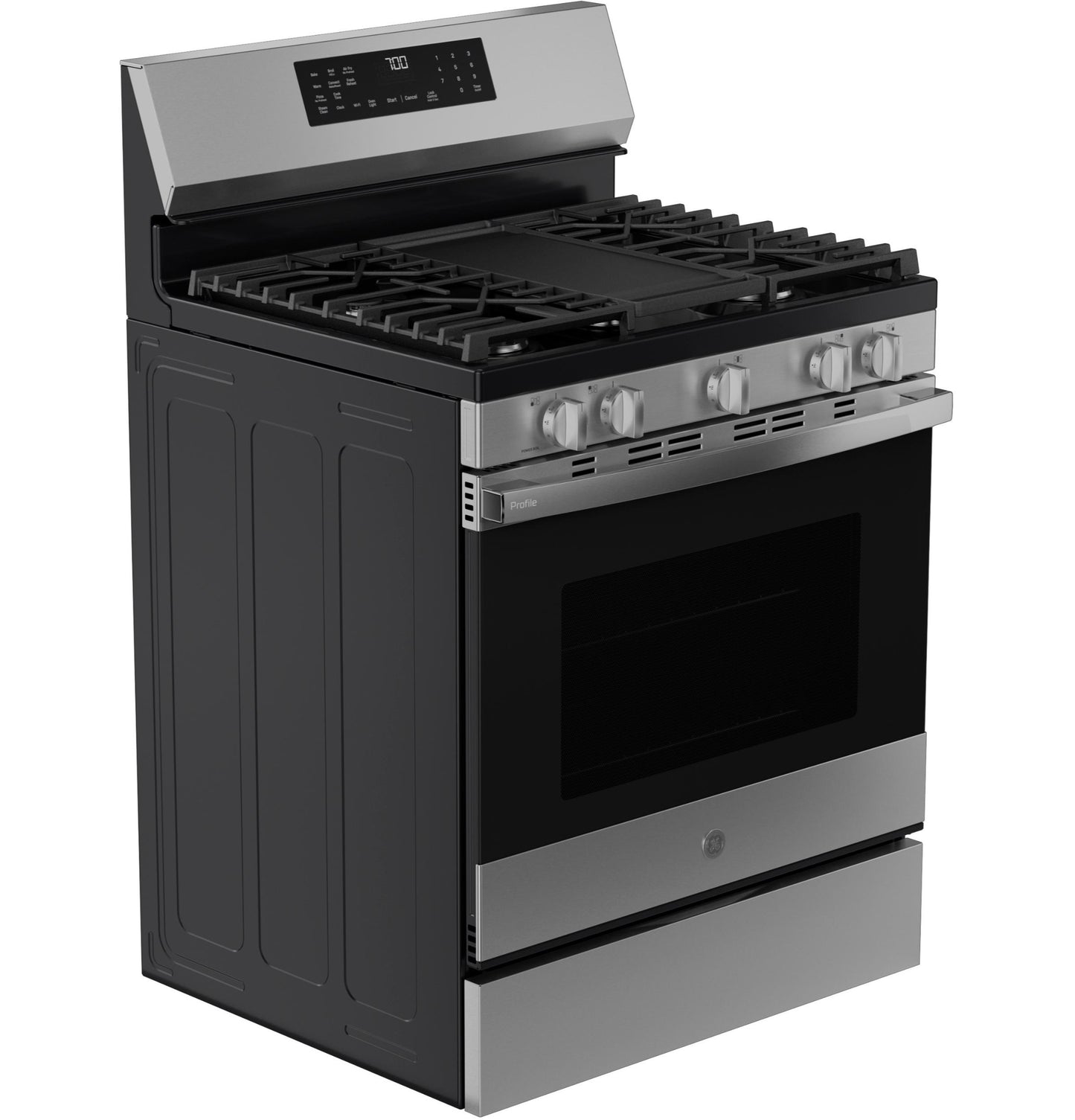 Ge Appliances PGF700AYFS Ge Profile™ 30" Smart Free-Standing Gas Convection Range With No Preheat Air Fry And Easywash™ Oven Tray