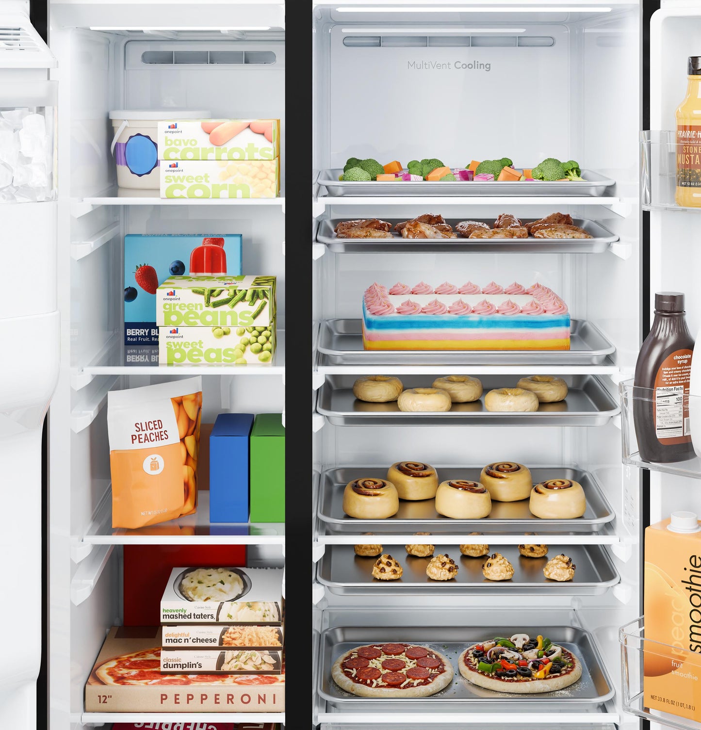 Ge Appliances GZS24NYYFS Ge® 23.6 Cu. Ft. Counter-Depth Side-By-Side Refrigerator With Extra Tall Dispenser And In-Door Icemaker