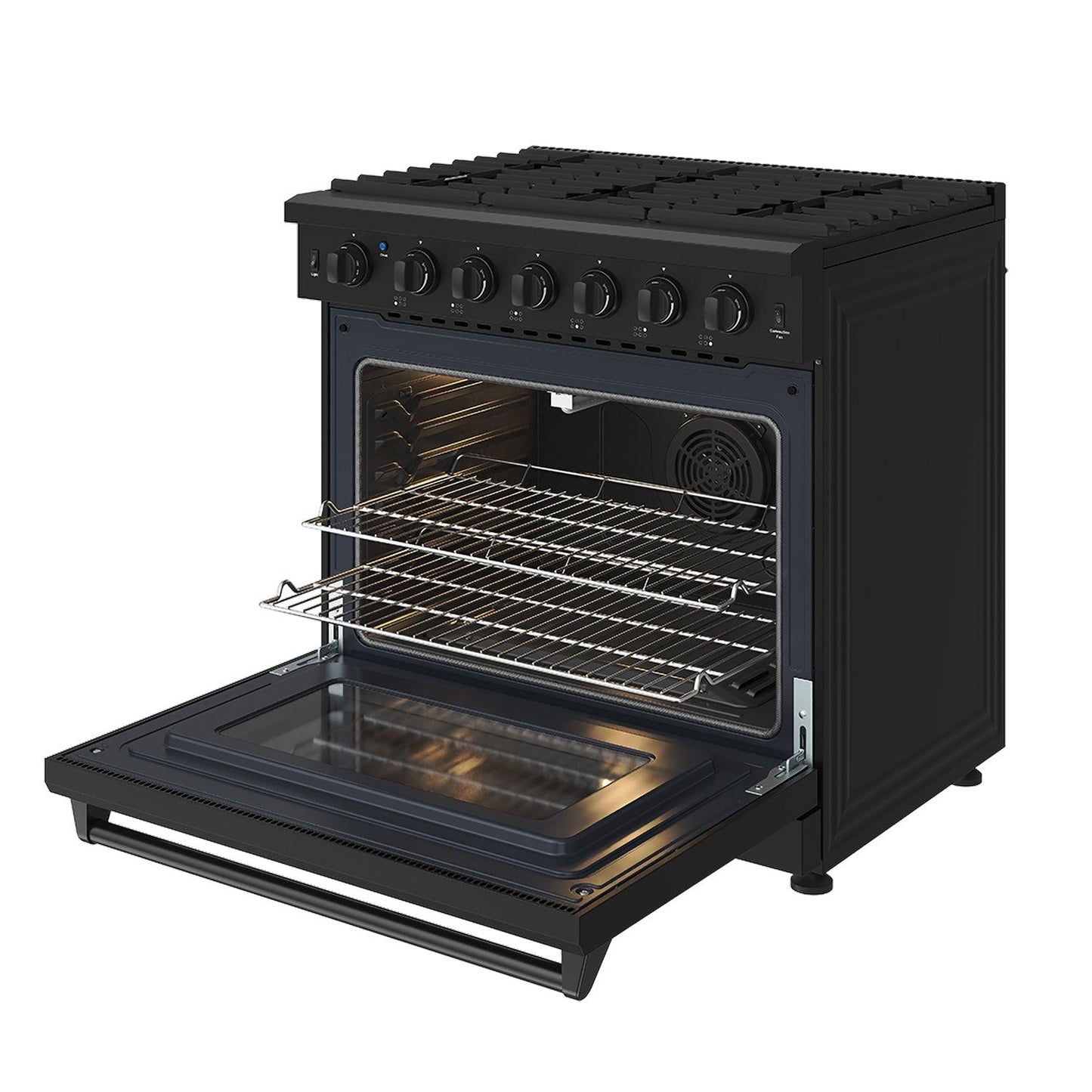 Thor Kitchen LRG3601UB 36 Inch Professional Gas Range In Black