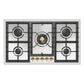 Ilve UHCPT95NSSG Ilve Uhcpt95Nssg Nostalgie Ii 36 Inch Built-In Gas Cooktop With Total Black Brass Burners, In Stainless Steel (5 Sealed Burners, Natural Gas)