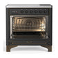 Ilve UMIB36QNR3MGB Ilve Umib36Qnr3Mgb Majestic Iii 36 Inch Induction Range With 6 Elements, 3.5 Cu. Ft. Total Oven Capacity (Solid Door, Graphite Matte, Burnished)