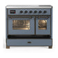 Ilve UMDIB40NR3BGB Ilve Umdib40Nr3Bgb Majestic Iii 40 Inch Induction Range With 6 Elements, 3.82 Cu. Ft. Total Oven Capacity (Triple Glass Door, Blue Grey, Burnished)