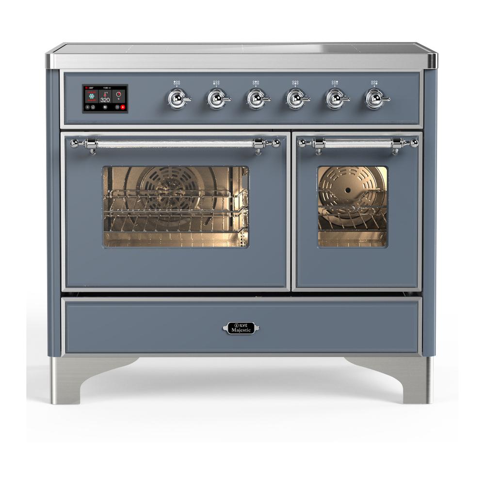 Ilve UMDIB40NR3BGC Ilve Umdib40Nr3Bgc Majestic Iii 40 Inch Induction Range With 6 Elements, 3.82 Cu. Ft. Total Oven Capacity (Triple Glass Door, Blue Grey, Chrome)