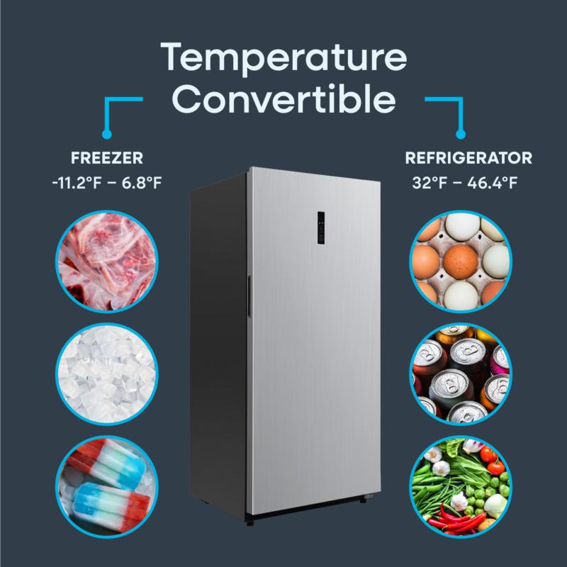 Element Appliance EXUF14CEES Element 14.0 Cu. Ft. Upright Convertible Freezer/Refrigerator - Stainless Steel, Energy Star (Exuf14Cees)