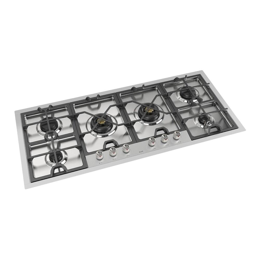 Ilve UHCPMT125SS Ilve Uhcpmt125Ss Panoramagic 48 Inch Built-In Gas Cooktop With Total Black Brass Burners, In Stainless Steel (6 Sealed Burners, Natural Gas)