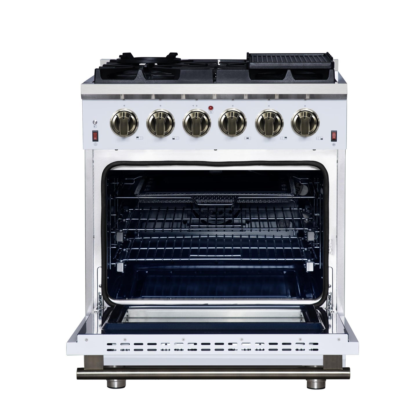 Forno FFSGS623930WHT Forno Massimo 30-Inch White Freestanding Gas Range, 5 Burners, True Convection Oven