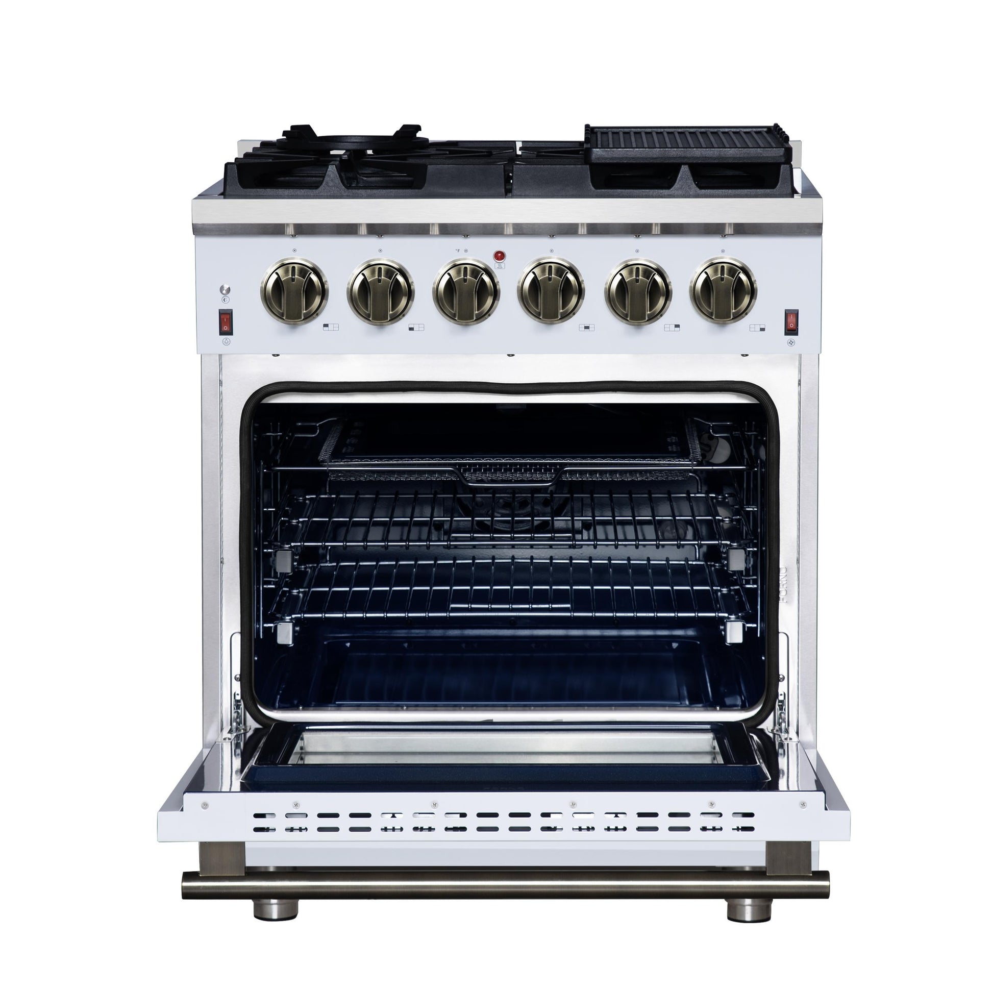Forno FFSGS623930WHT Forno Massimo 30-Inch White Freestanding Gas Range, 5 Burners, True Convection Oven