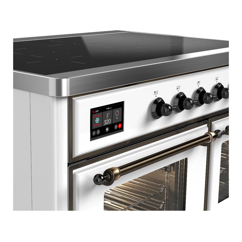Ilve UMDIB40NR3WHB Ilve Umdib40Nr3Whb Majestic Iii 40 Inch Induction Range With 6 Elements, 3.82 Cu. Ft. Total Oven Capacity (Triple Glass Door, White, Burnished)