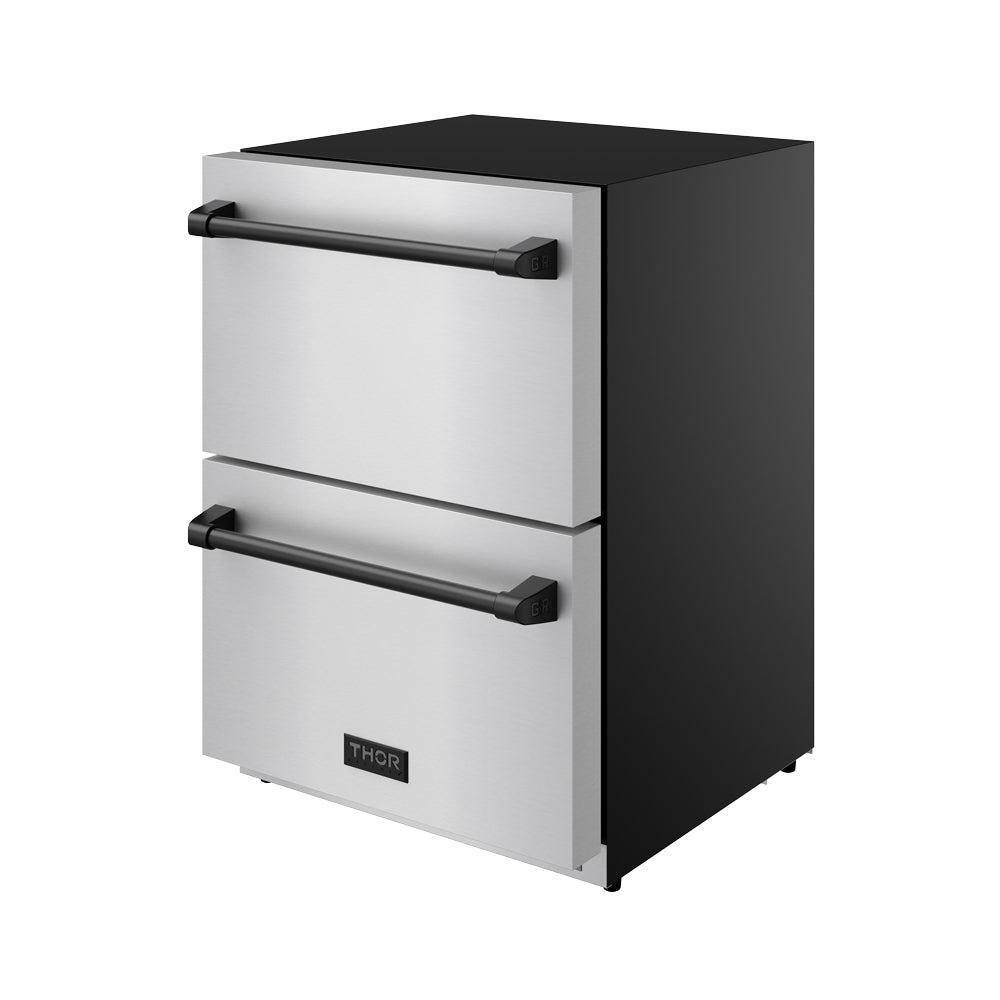 Thor Kitchen RZ24UBLK 24 Inch Undercounter Built-In / Freestanding Drawer Freezer - Stainless Steel/Black Gordon Ramsay Series