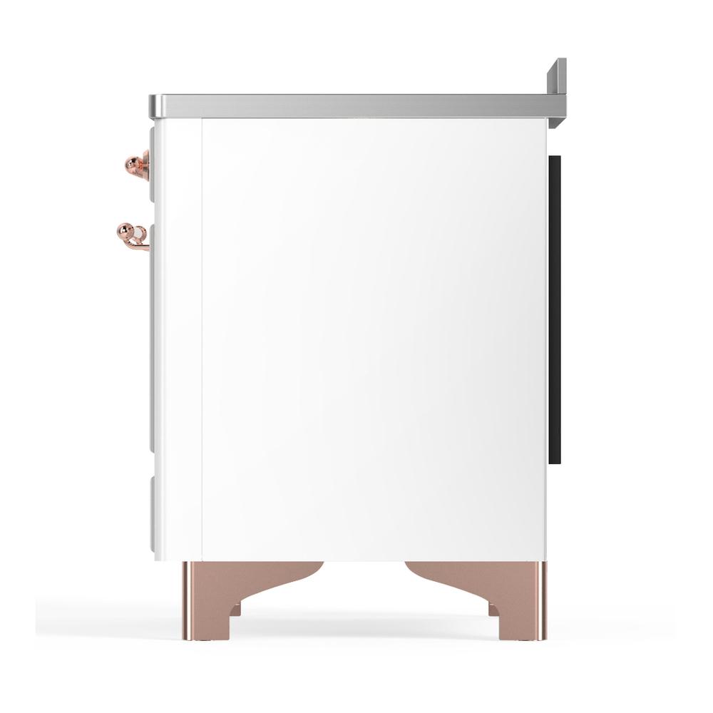 Ilve UMIB48QNR3WHP Ilve Umib48Qnr3Whp Majestic Iii 48 Inch Induction Range With 6 Elements, 5.02 Cu. Ft. Total Oven Capacity (Solid Door, White, Copper)