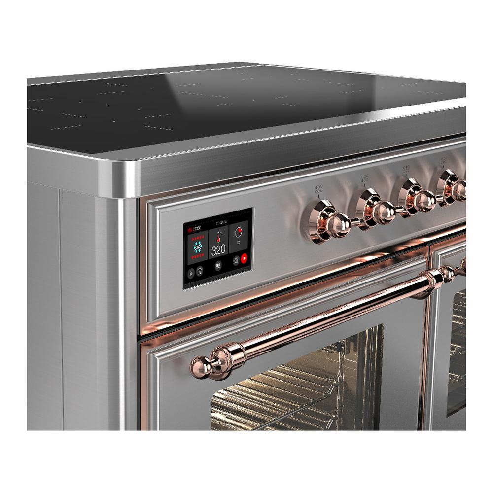 Ilve UMDIB40NR3SSP Ilve Umdib40Nr3Ssp Majestic Iii 40 Inch Induction Range With 6 Elements, 3.82 Cu. Ft. Total Oven Capacity (Triple Glass Door, Stainless Steel, Copper)