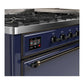 Ilve UM60FQNR3MBB Ilve Um60Fqnr3Mbb Majestic Iii 60 Inch Dual Fuel Range With 9 Burners And Griddle, Dual Function Burner Up To 25,000 Btu (Natural Gas, Solid Door, Midnight Blue, Burnished)