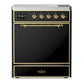Ilve UMIB30QNR3BKG Ilve Umib30Qnr3Bkg Majestic Iii 30 Inch Induction Range With 4 Elements, 4 Cu. Ft. Oven Capacity (Solid Door, Glossy Black, Brass)