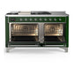 Ilve UM60FSNR3EGCLP Ilve Um60Fsnr3Egclp Majestic Iii 60 Inch Dual Fuel Range With 7 Burners, Griddle And French Top, Dual Function Burner With Up To 25,000 Btu (Liquid Propane, Triple Glass Door, Emerald Green, Chrome)