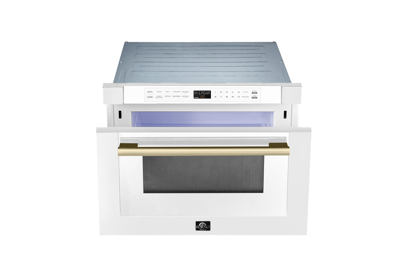 Forno FMWDR300024WHT Forno Capoliveri Espresso 24-Inch Microwave Drawer, White, 1.2 Cu.Ft, 1500 Watts, Built-In, Touch Control Lcd Display, Auto-Touch Open/Close, 11 Power Levels, Sensor Cooking