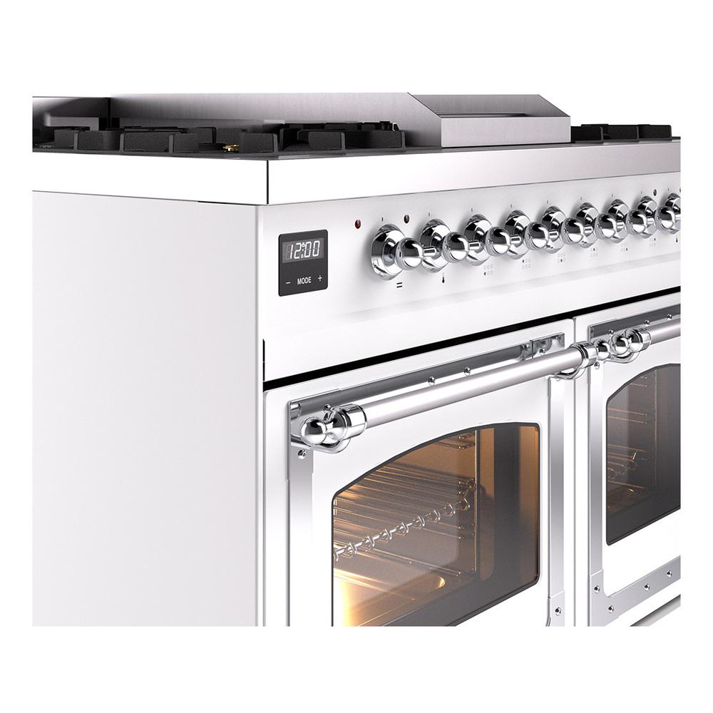 Ilve UND40FNMPWHC Ilve Und40Fnmpwhc Nostalgie Ii Noblesse 40" Dual Fuel Range (Natural Gas, Triple Glass Door, White, Chrome)