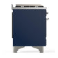 Ilve UM36FQNR3MBCLP Ilve Um36Fqnr3Mbclp Majestic Iii 36 Inch Dual Fuel Range With 6 Black Brass Burners And Griddle, Dual Function Burner Up To 25,000 Btu (Solid Door, Midnight Blue, Chrome, Liquid Propane)