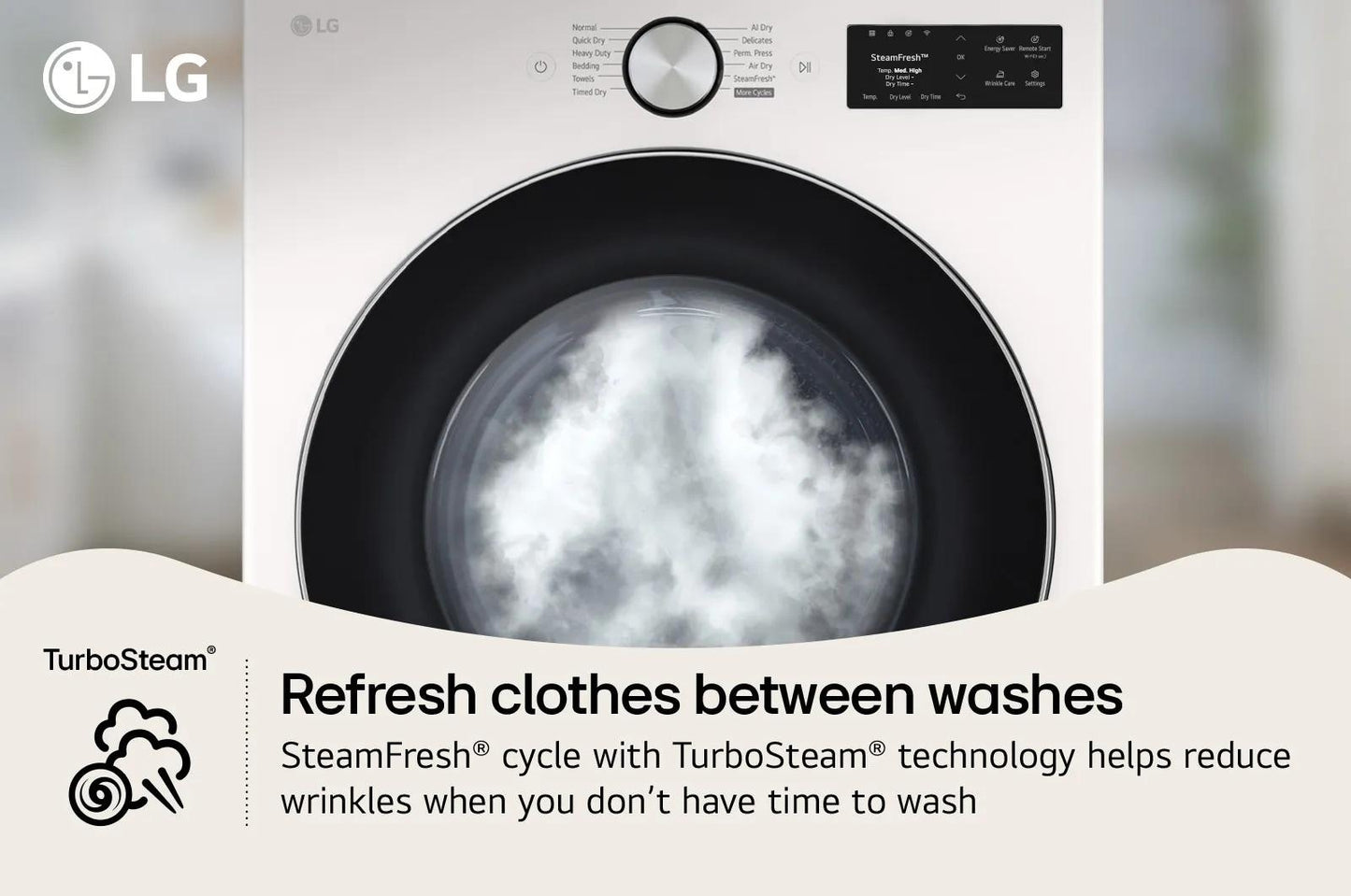 Lg DLEX5800A 7.4 Cu. Ft. Ultra Large Capacity Smart Front Load Electric Dryer With Turbosteam®, Ai Sensing And Hybrid Electronic Controls With Lcd Display