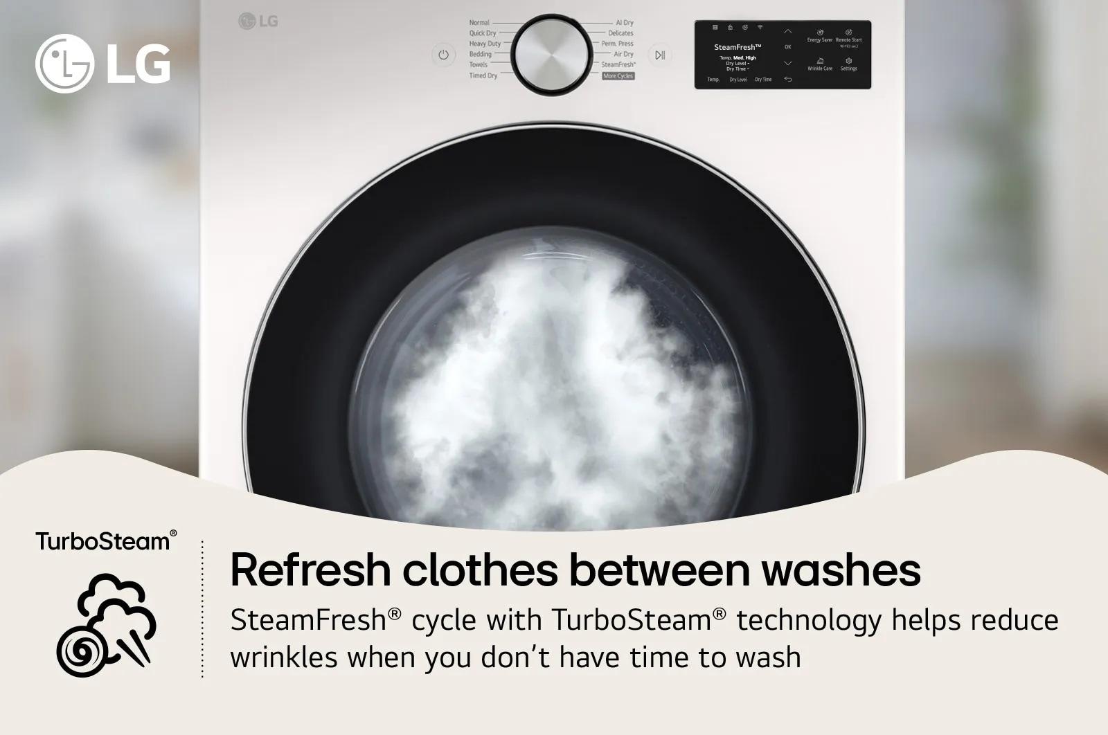 Lg DLEX5800A 7.4 Cu. Ft. Ultra Large Capacity Smart Front Load Electric Dryer With Turbosteam®, Ai Sensing And Hybrid Electronic Controls With Lcd Display