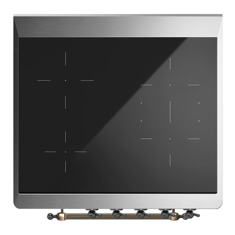 Ilve UMIB30QNR3EGB Ilve Umib30Qnr3Egb Majestic Iii 30 Inch Induction Range With 4 Elements, 4 Cu. Ft. Oven Capacity (Solid Door, Emerald Green, Burnished)
