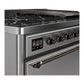 Ilve UM48FQNR3SSB Ilve Um48Fqnr3Ssb Majestic Iii 48 Inch Dual Fuel Range With 8 Burners And Griddle, Dual Function Burner Up To 25,000 Btu (Natural Gas, Solid Door, Stainless Steel, Burnished)