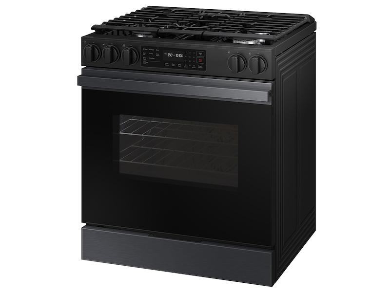 Samsung NSG6DG8100MT Bespoke 6.0 Cu. Ft. Smart Slide-In Gas Range With Precision Knobs In Matte Black Steel