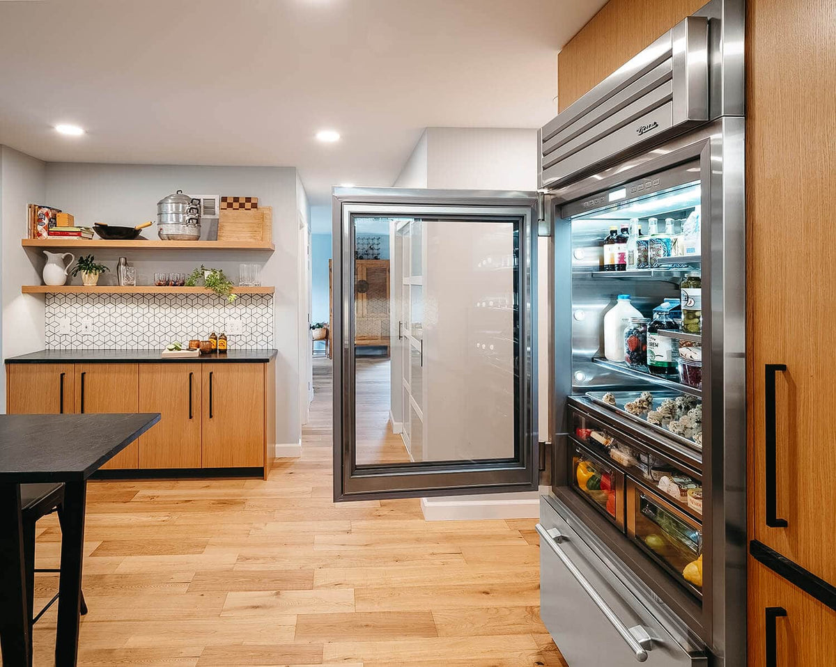 True Caliber TR30RBFLSGA 30 Inch Refrigerator With Bottom Freezer - Door: Stainless Glass - Stainless Steel Finish, Stainless Steel Hardware, Left Hinge