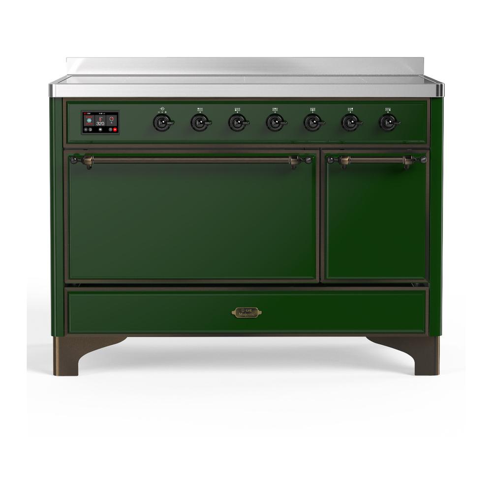 Ilve UMIB48QNR3EGB Ilve Umib48Qnr3Egb Majestic Iii 48 Inch Induction Range With 6 Elements, 5.02 Cu. Ft. Total Oven Capacity (Solid Door, Emerald Green, Burnished)