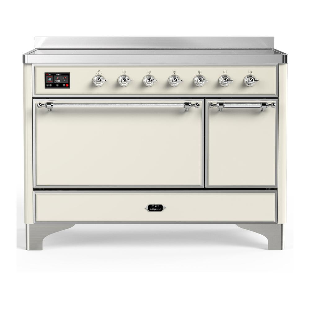 Ilve UMIB48QNR3AWC Ilve Umib48Qnr3Awc Majestic Iii 48 Inch Induction Range With 6 Elements, 5.02 Cu. Ft. Total Oven Capacity (Solid Door, Antique White, Chrome)
