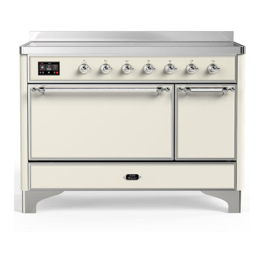 Ilve UMIB48QNR3AWC Ilve Umib48Qnr3Awc Majestic Iii 48 Inch Induction Range With 6 Elements, 5.02 Cu. Ft. Total Oven Capacity (Solid Door, Antique White, Chrome)