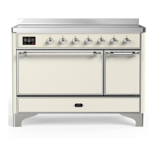 Ilve UMIB48QNR3AWC Ilve Umib48Qnr3Awc Majestic Iii 48 Inch Induction Range With 6 Elements, 5.02 Cu. Ft. Total Oven Capacity (Solid Door, Antique White, Chrome)