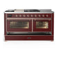 Ilve UM60FSNR3BUP Ilve Um60Fsnr3Bup Majestic Iii 60 Inch Dual Fuel Range With 7 Burners, Griddle And French Top, Dual Function Burner With Up To 25,000 Btu (Natural Gas, Triple Glass Door, Burgundy, Copper)