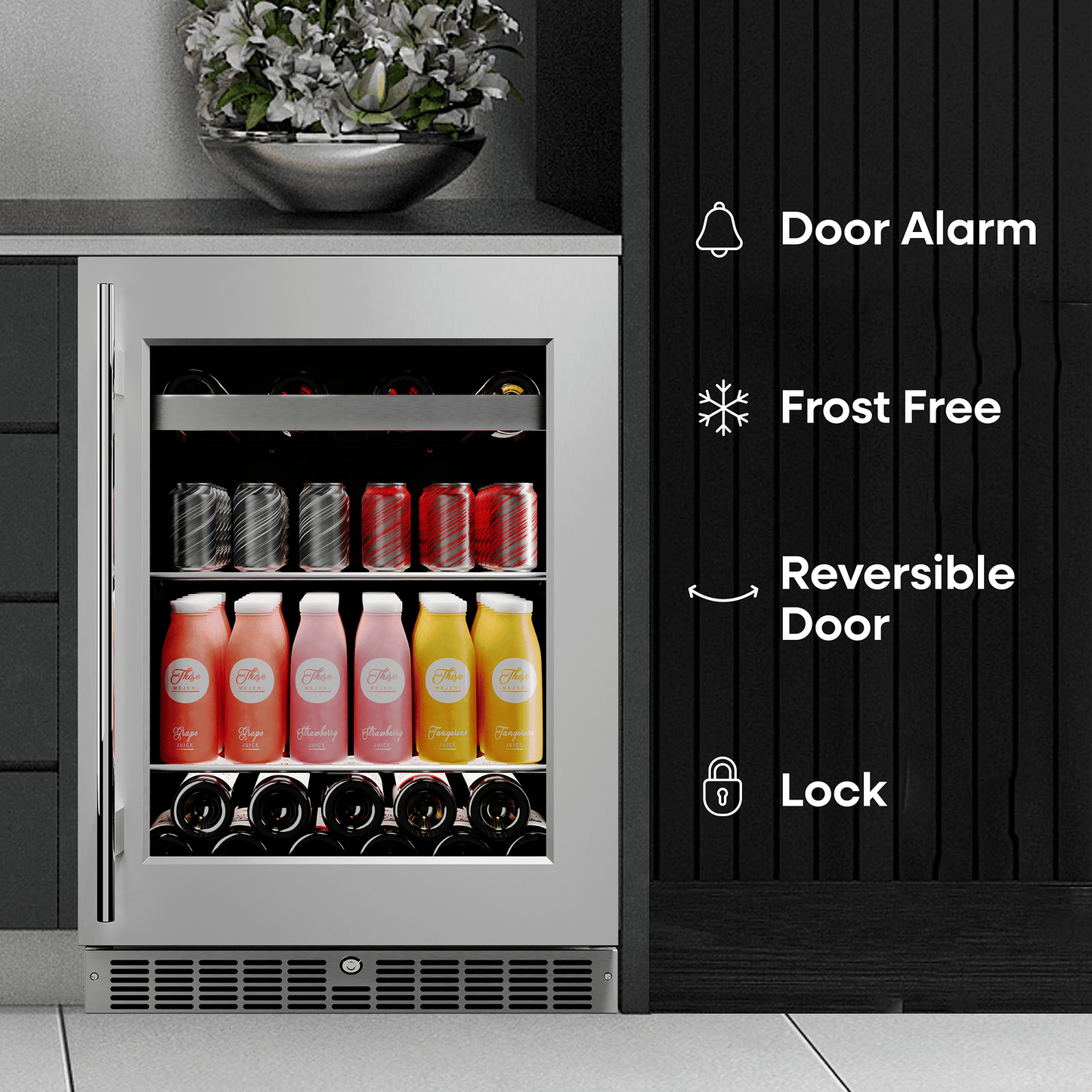 Element Appliance EBS24BES Cellara By Element 24 In., 7 Bottle And 115 Can Single Zone Wine And Beverage Cooler - Ebs24Bes