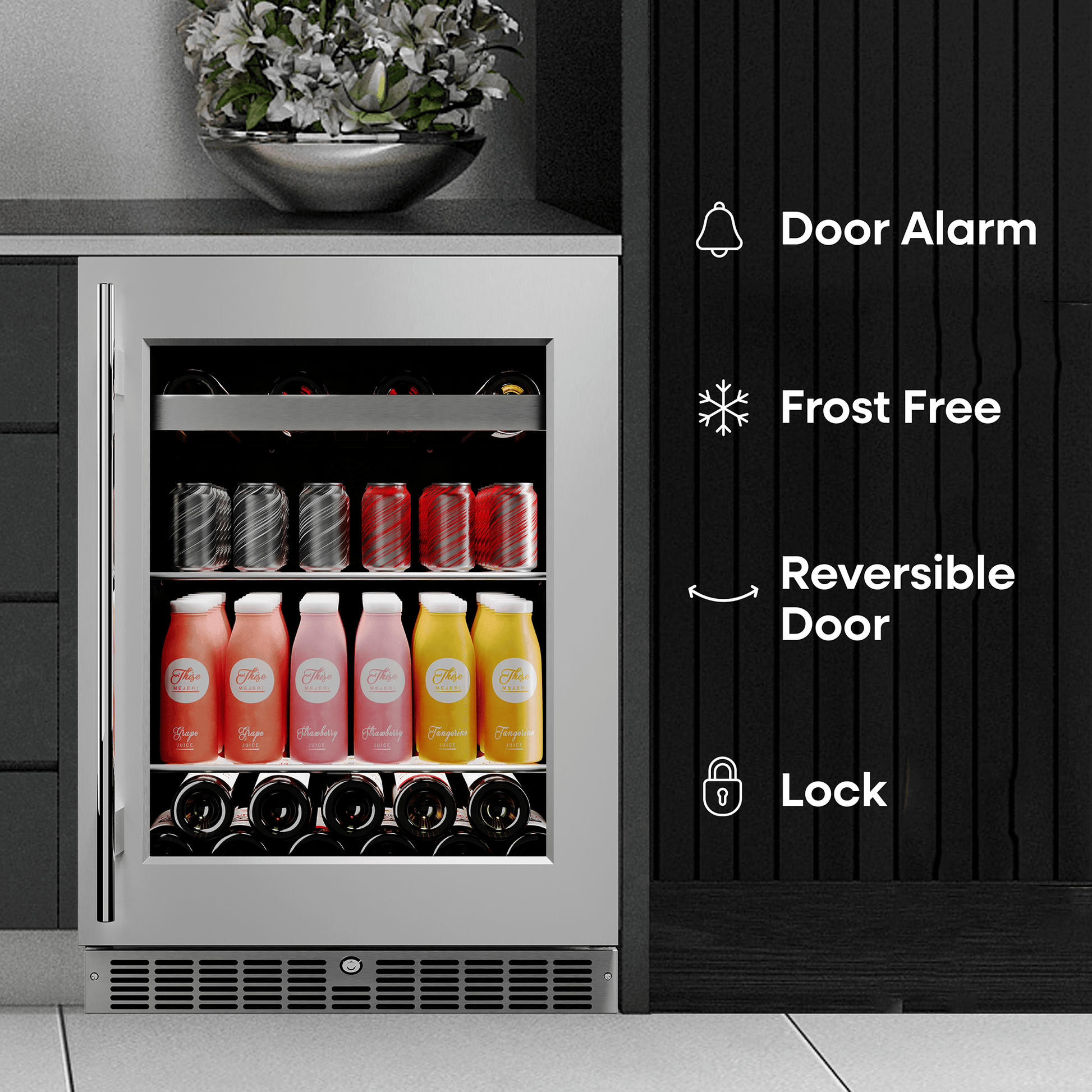 Element Appliance EBS24BES Cellara By Element 24 In., 7 Bottle And 115 Can Single Zone Wine And Beverage Cooler - Ebs24Bes