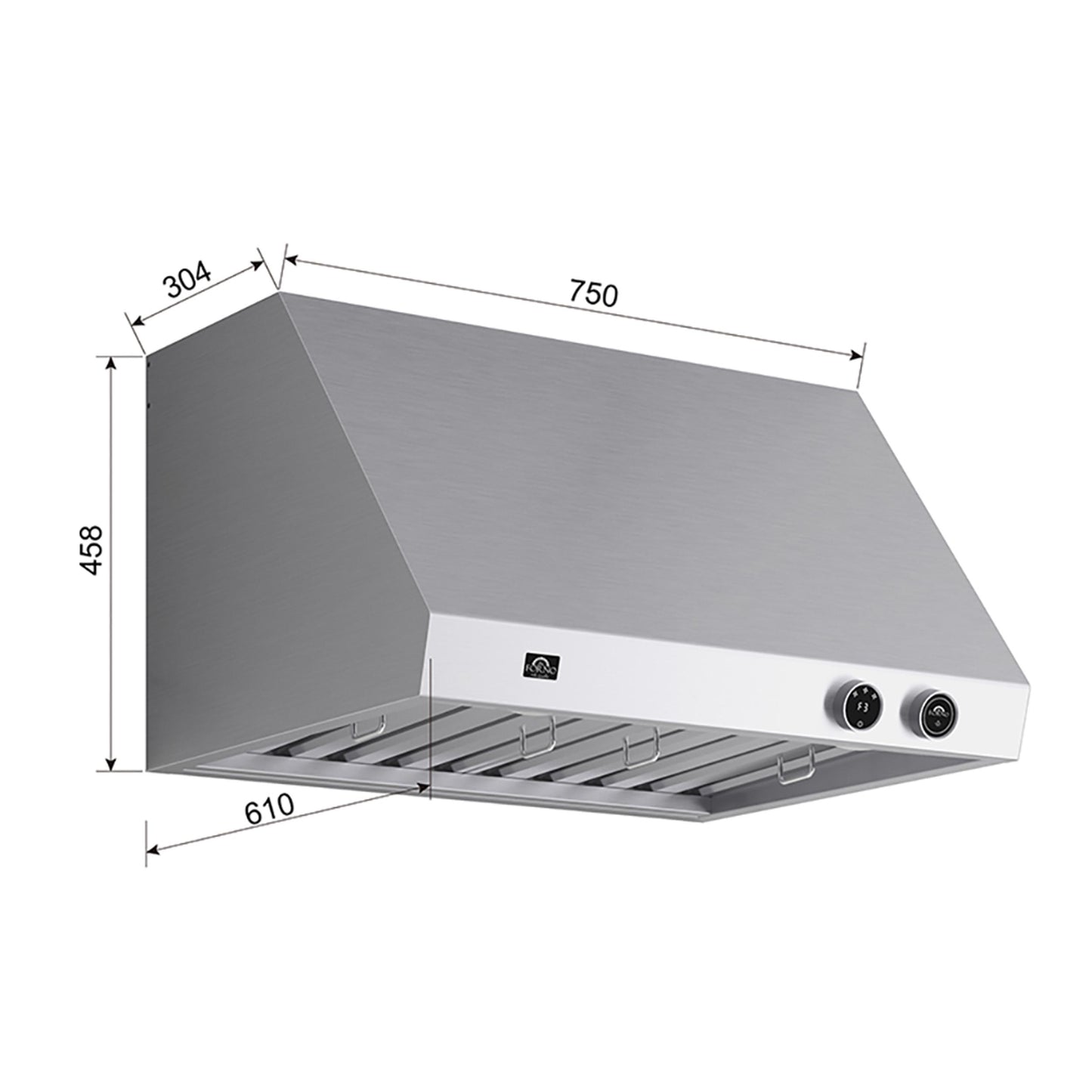 Forno FRHWM500930 Forno Biagio 30-Inch Wall Mounted Range Hood, Stainless Steel, Heavy Duty