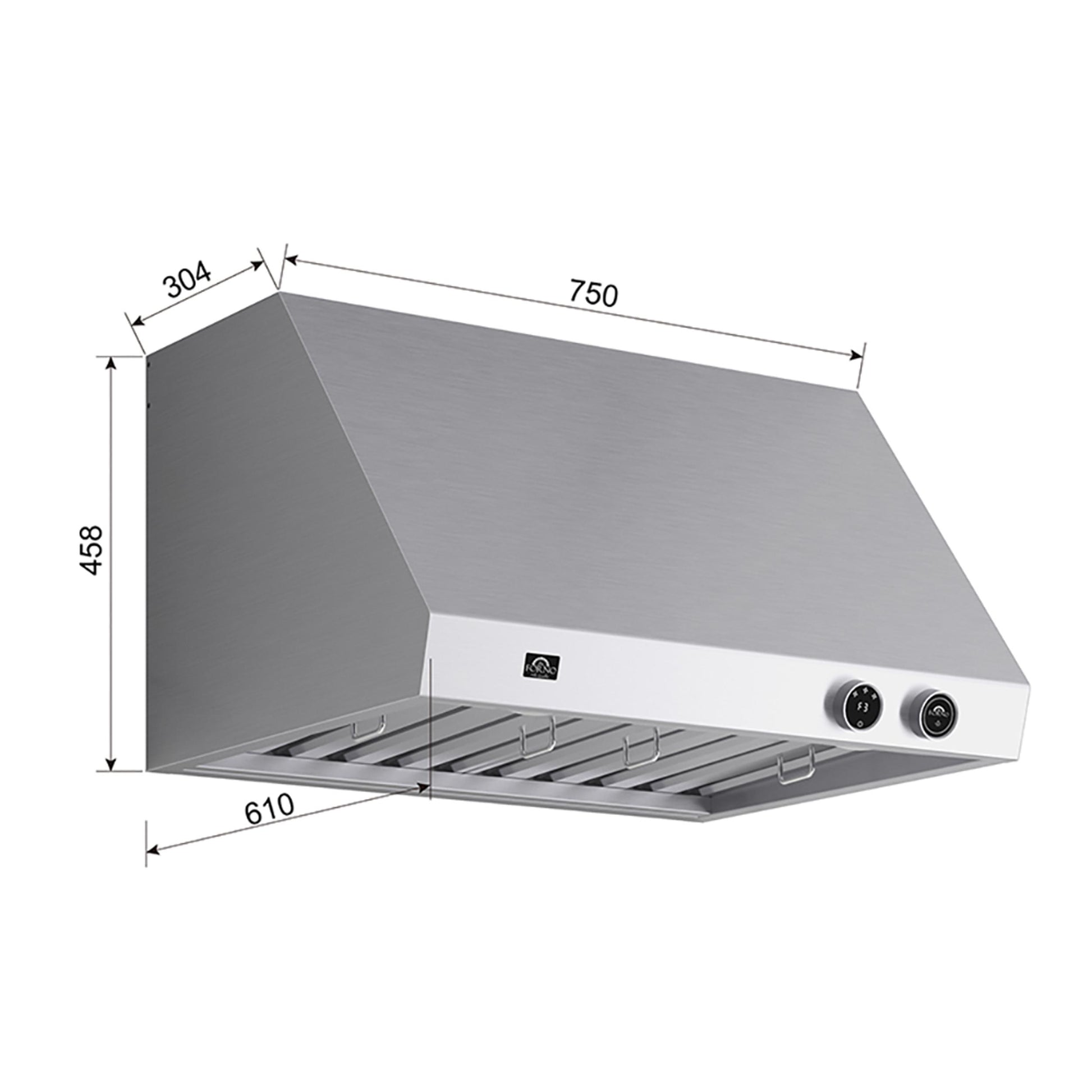 Forno FRHWM500930 Forno Biagio 30-Inch Wall Mounted Range Hood, Stainless Steel, Heavy Duty