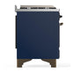 Ilve UM60FNR3MBB Ilve Um60Fnr3Mbb Majestic Iii 60 Inch Dual Fuel Range With 9 Burners And Griddle, Dual Function Burner Up To 25,000 Btu (Natural Gas, Triple Glass Door, Midnight Blue, Burnished)