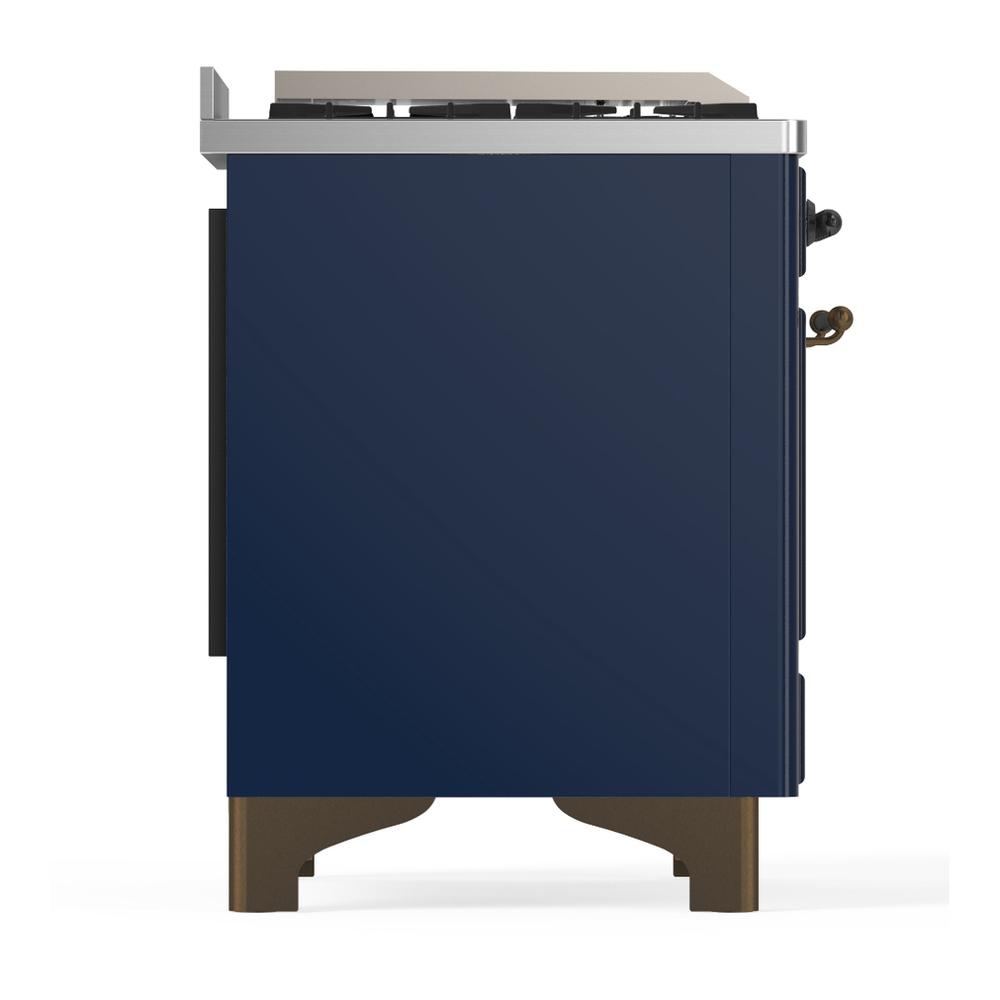 Ilve UM60FNR3MBB Ilve Um60Fnr3Mbb Majestic Iii 60 Inch Dual Fuel Range With 9 Burners And Griddle, Dual Function Burner Up To 25,000 Btu (Natural Gas, Triple Glass Door, Midnight Blue, Burnished)