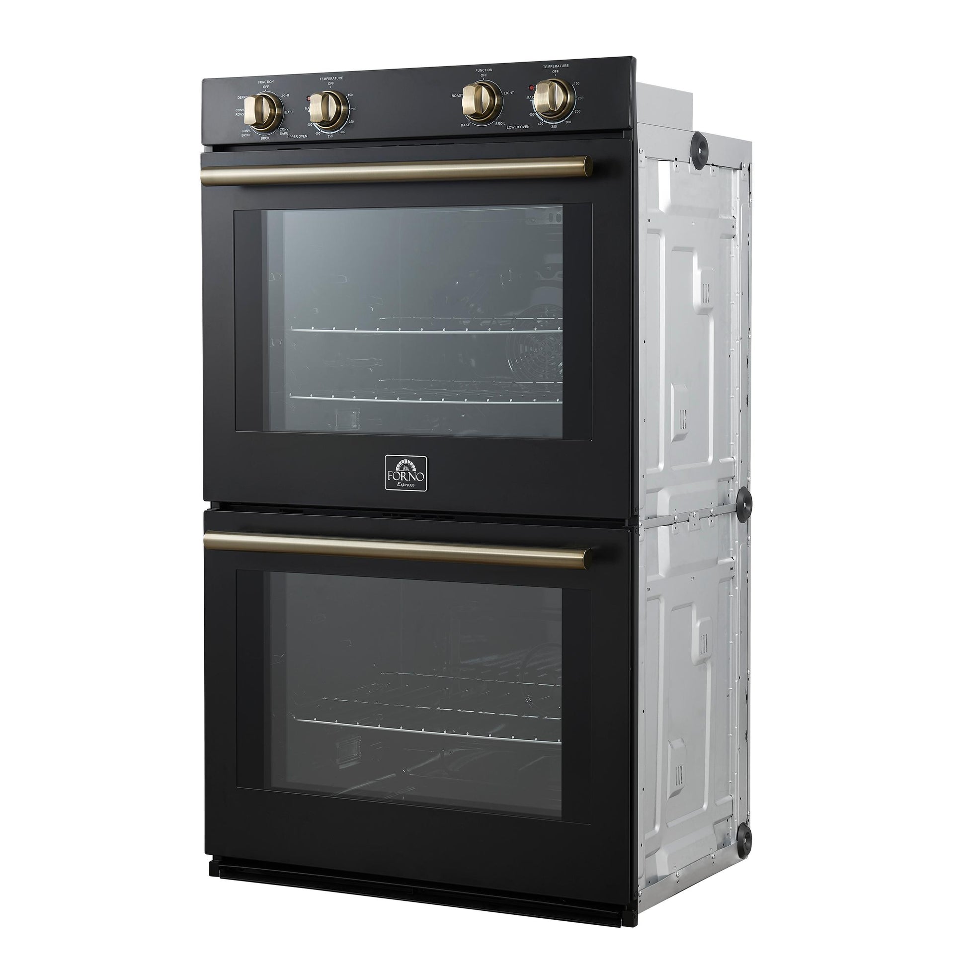 Forno FBOEL132430BLK Forno Vomero 30-Inch Double Wall Oven, Black, 10 Cu.Ft Total Capacity, 7100W Convection, Mechanical Controls, Manuel Steam Clean