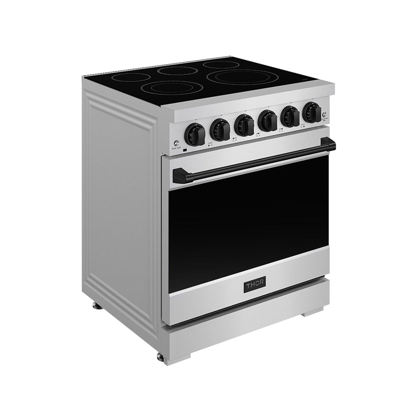 Thor Kitchen RSE30PBLK 30 Inch Professional Electric Range With Precision Knob Control In Stainless Steel And Black Gordon Ramsay Series